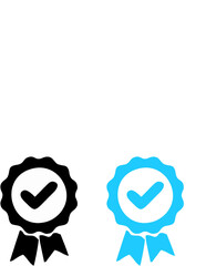 approved or verified medal icon. Verified badge profile set.  Social media account verification icons . Isolated check mark on black and blue. Guaranteed signs. Vector illus
