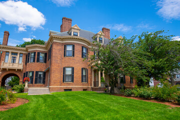 Fototapeta na wymiar Davenport Memorial House at 70 Salem Street in historic city center of Malden, Massachusetts MA, USA. 