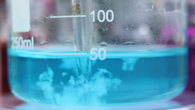 The process of obtaining an insoluble substance of blue copper silicate. In nature, this substance exists in the form of a mineral Chrysocolla.