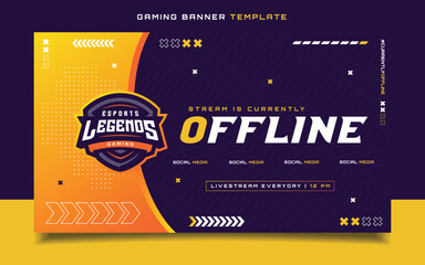 Stream Offline Gaming Banner  Template with Logo for Social Media Flyer