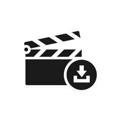 Download movie icon flat style isolated on white background. Vector illustration