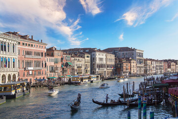 Beautiful views of the Grand Canal in Venice, Italy