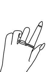 One continuous line drawing - beautiful hand and  nail