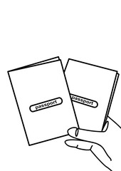 One continuous line drawing - hand  holding passport holder