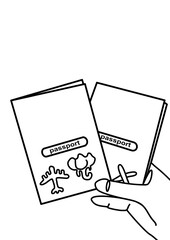 One continuous line drawing - hand  holding passport holder