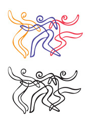 Traditional Dancing people, Dance Troupe, folk dance symbol.
Expressive, line art stylized illustrations of lively dancers. Isolated on white background. Vector available.
