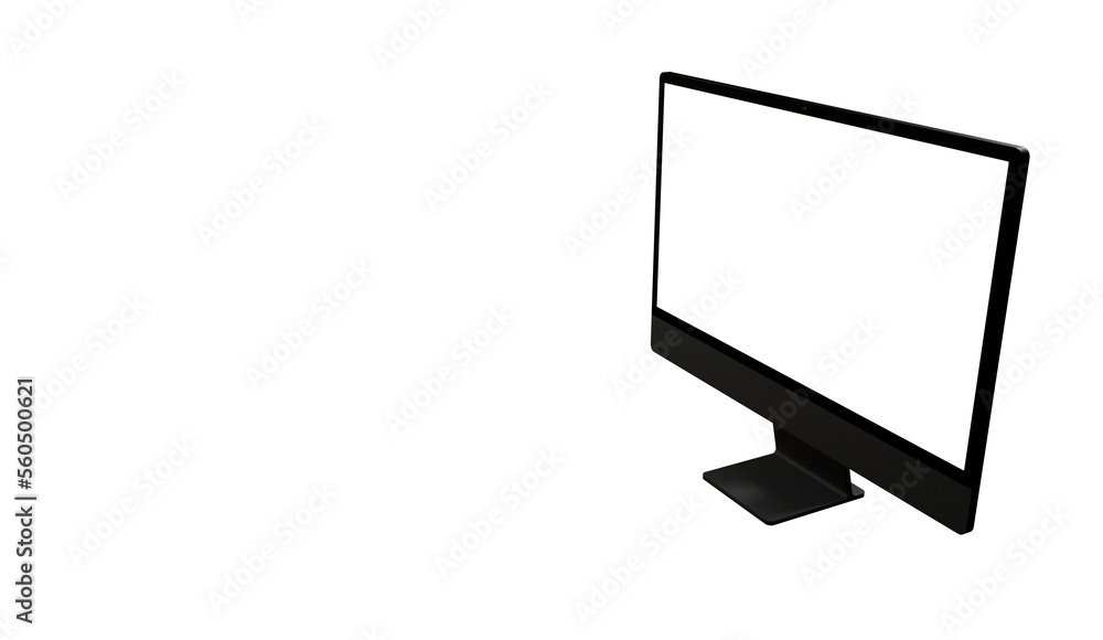 Poster computer monitor display with empty screen isolated on transparent background. - mockup