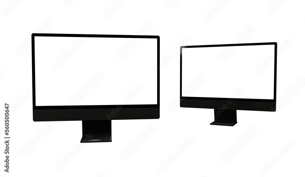 Poster realistic flat screen computer monitor 3de style mockup with blank screen isolated 3d - mockup