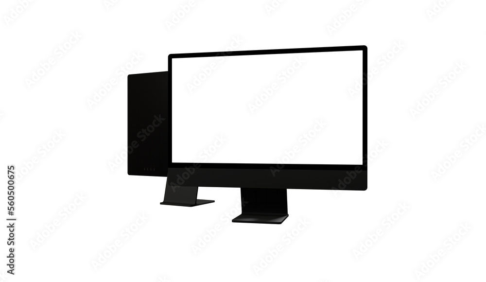 Poster realistic flat screen computer monitor 3de style mockup with blank screen isolated 3d - mockup