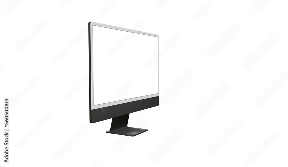 Poster computer monitor display with empty screen isolated on transparent background. - mockup