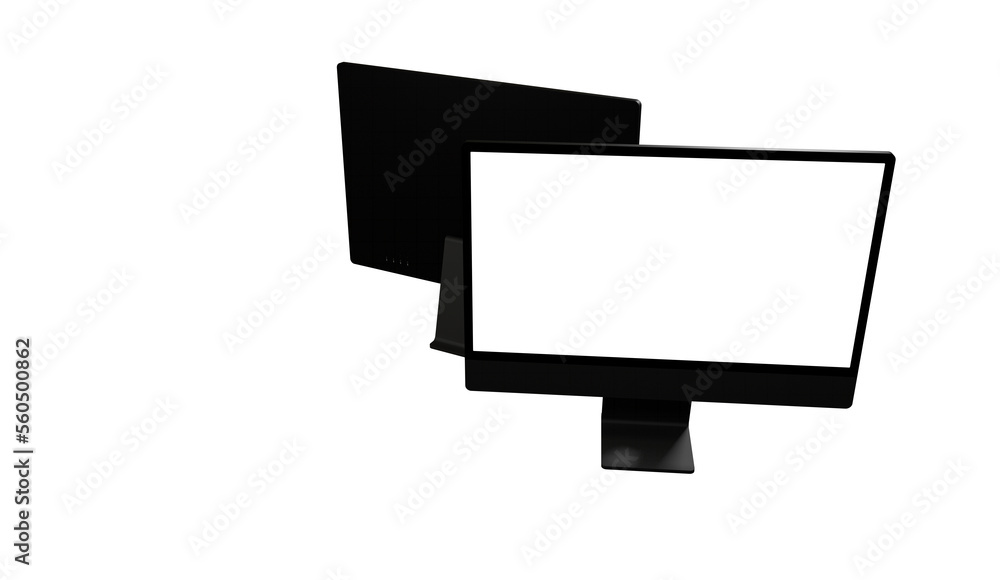 Poster computer monitor display with empty screen isolated on transparent background. - mockup