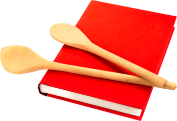 Red Cookbook and Kitchenware - Isolated