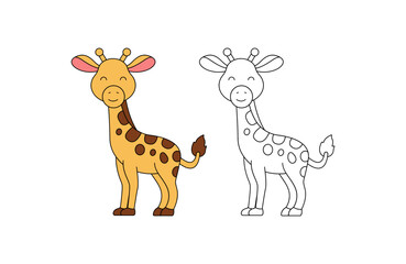 Obraz na płótnie Canvas children's coloring illustration with giraffe vector template