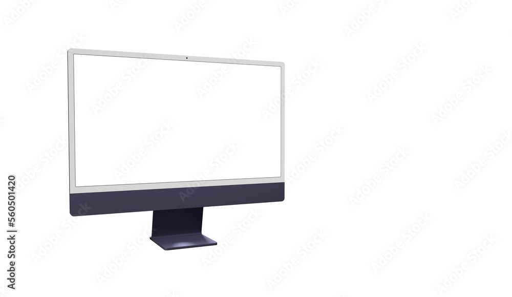 Poster realistic flat screen computer monitor 3de style mockup with blank screen isolated 3d - mockup