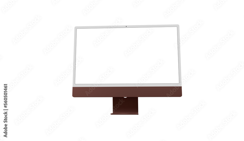 Poster computer display with white blank screen. front view. isolated on white background. 3d illustration.