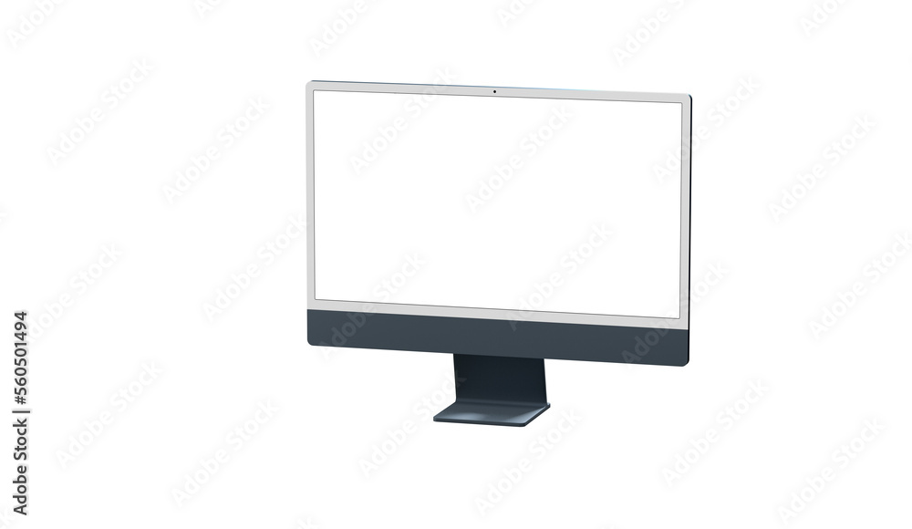 Poster computer display with white blank screen. front view. isolated on white background. 3d illustration.