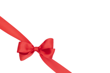 	
Nœud de ruban de satin pour paquet cadeau de couleur rouge, isolé sur un fond transparent.	