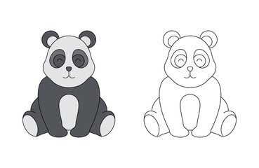 Obraz na płótnie Canvas children's coloring illustration with panda vector template