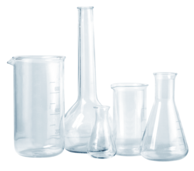 different laboratory glassware
