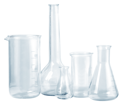 different laboratory glassware