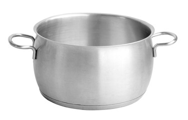 Open stainless steel cooking pot - obrazy, fototapety, plakaty