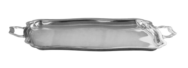 empty silver tray isolated