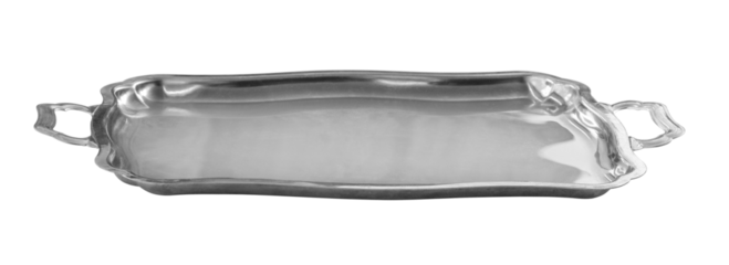 empty silver tray isolated
