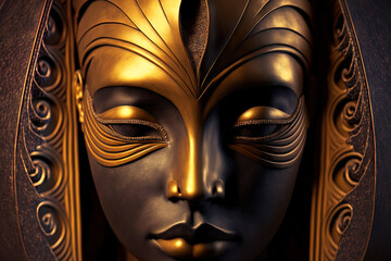 golden mask of an ancient Egyptian queen. Generative AI