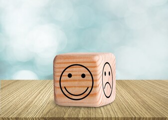 Wooden cube or block for infographic on the desk