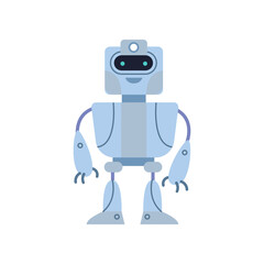 Blue robot mechanical toy for children vector illustration. Cartoon drawing of robotic toy for kids, robot or cyborg. Technology, future concept