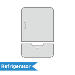 Flat design refrigerator icon. Kitchen appliance. Vector.