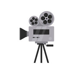 Movie camera flat vector illustration. Cinema element, camera on white background. Movie or film industry, cinematography concept