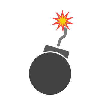 Bomb with burning wick. Weapon. Vector.