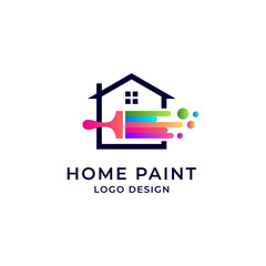colorful home painting logo design template	

