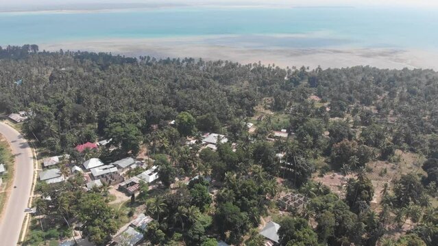 Zanzibar beaches and turquoise water shot by drone in Tanzania, East-Africa.