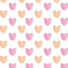 seamless pattern with watercolor hearts