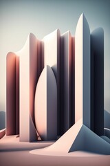 Futuristic Minimalist Abstract Design Shapes Illustration made with generative AI technology
