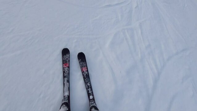 skiing pov wide angle