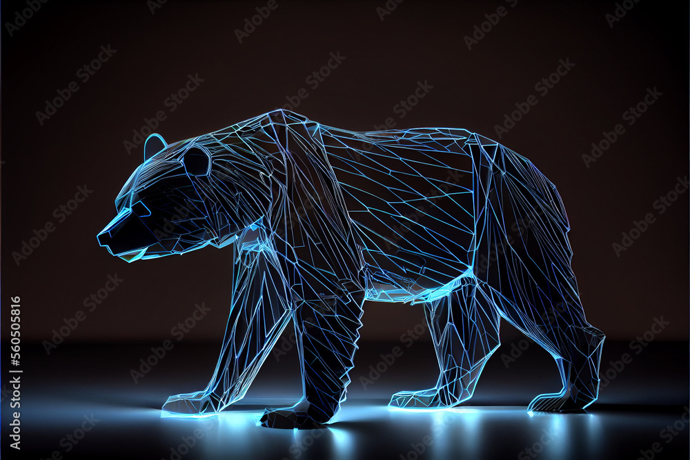 Poster abstract crypto bear created with generative ai