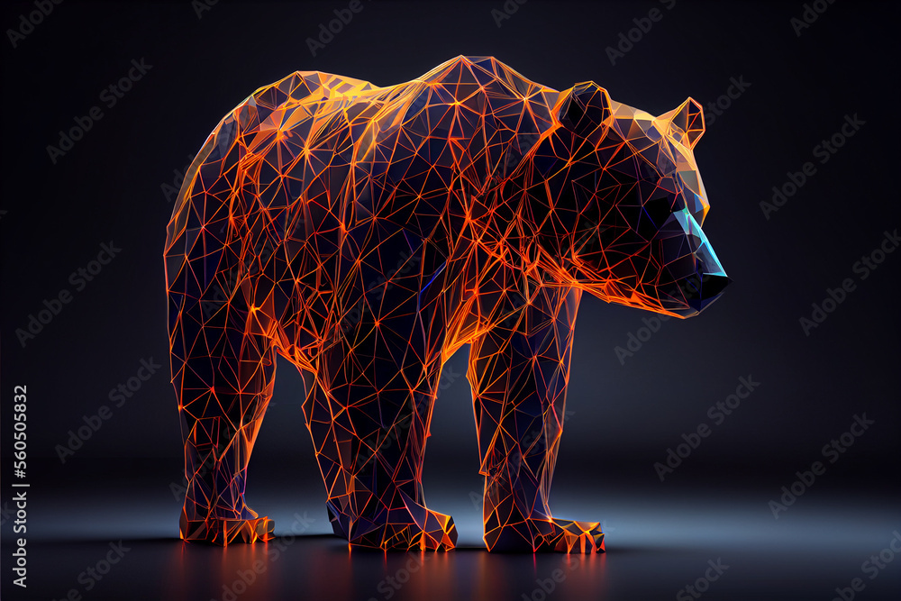 Poster abstract crypto bear created with generative ai