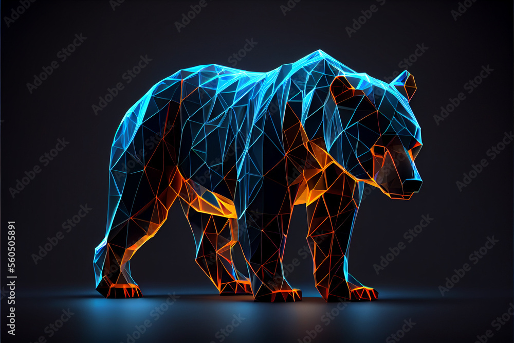 Poster abstract crypto bear created with generative ai