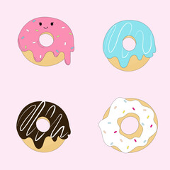 Set of colourful donuts