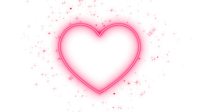 png neon heart glowing and shiny, love and valentines day element on transparent background