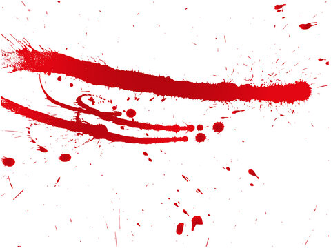 Blood drops and splatters on white background. Illustration on transparent background