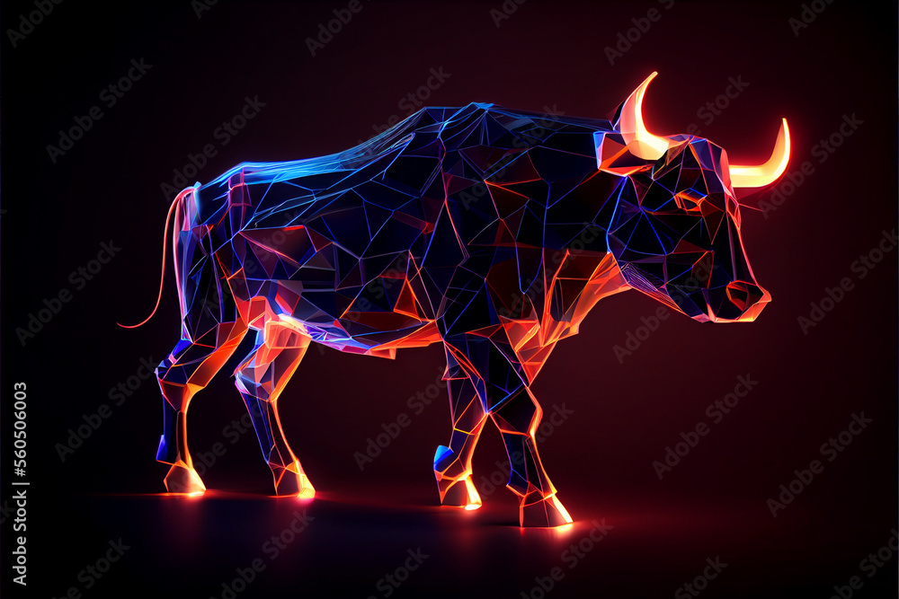 Poster abstract crypto bull created with generative ai