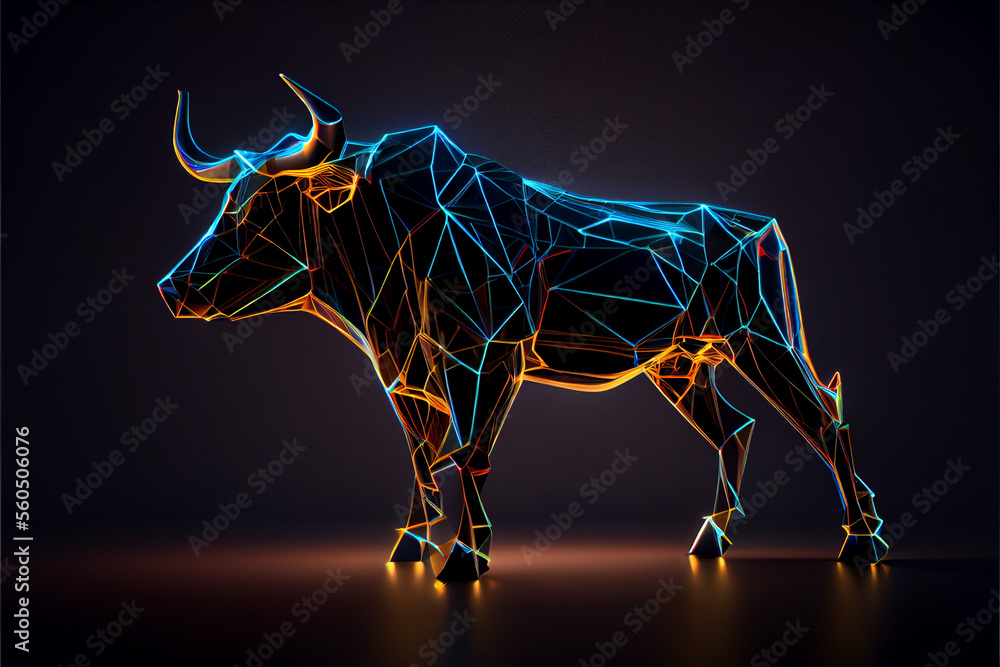 Poster abstract crypto bull created with generative ai