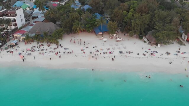 Zanzibar beaches and turquoise water shot by drone in Tanzania, East-Africa.