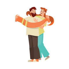 Man and Woman Sport Fan Character with Scarf Supporting Team Cheering at Stadium Vector Illustration