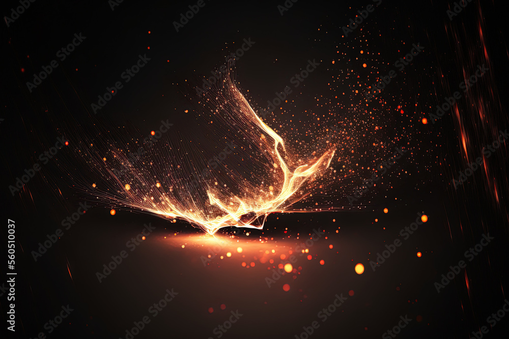 Aufkleber blurred sparks from fire in front of black backgound. generative ai