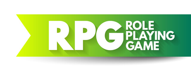 RPG - Role-Playing Game is a game in which players assume the roles of characters in a fictional setting, acronym text concept background